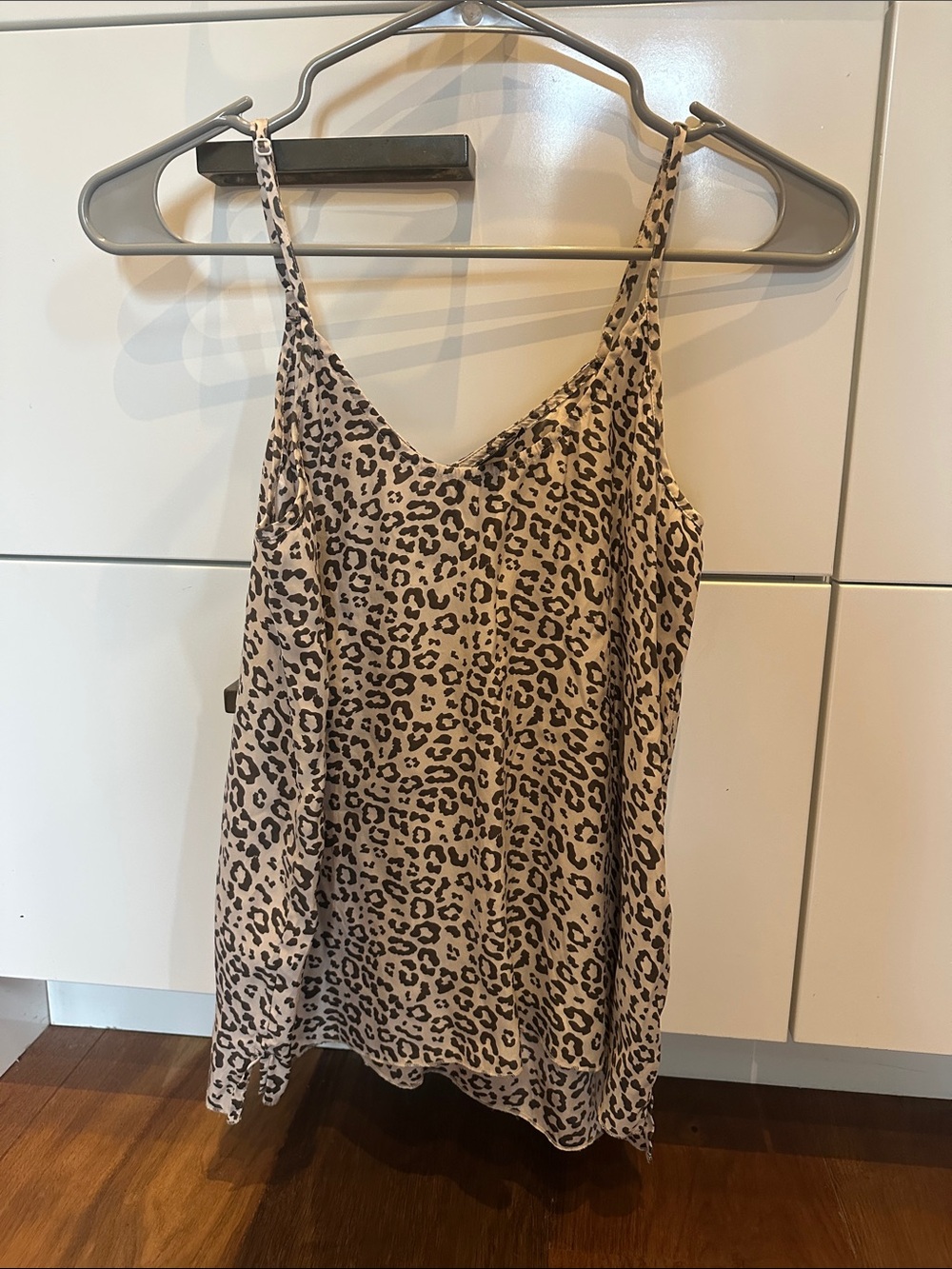 Leopard Print silk ATM Cami Tank Top - Beige/Black